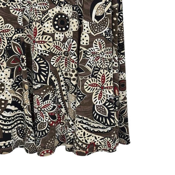 Chico’s 3 (US 16) Brown/Tan Polyester/Spandex Floral Print Elastic Waist Skirt - Picture 6 of 9